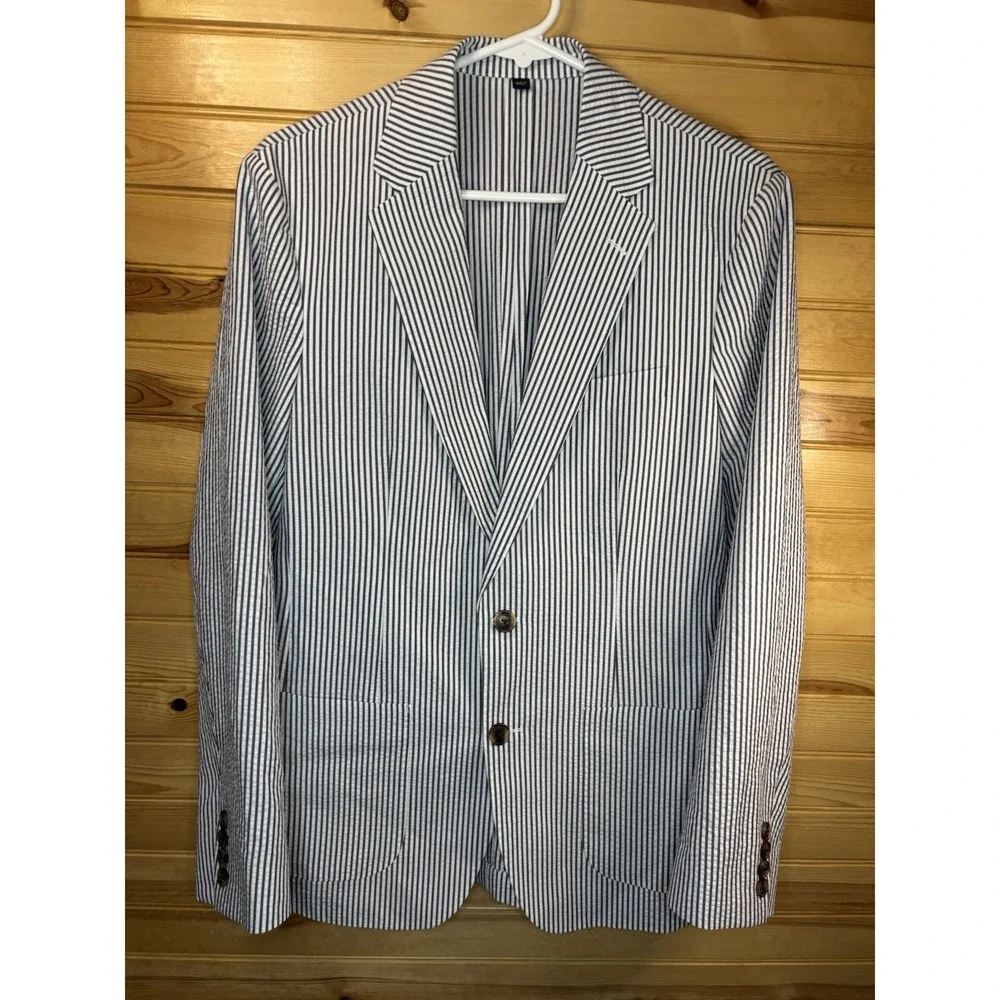 J.Crew Thompson Blue & White Striped Seersucker Blazer Men's 36R NWT $398 Decon